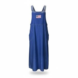 Coldwater Creek Blue Overall Jumper Dress American Flag Medium Large